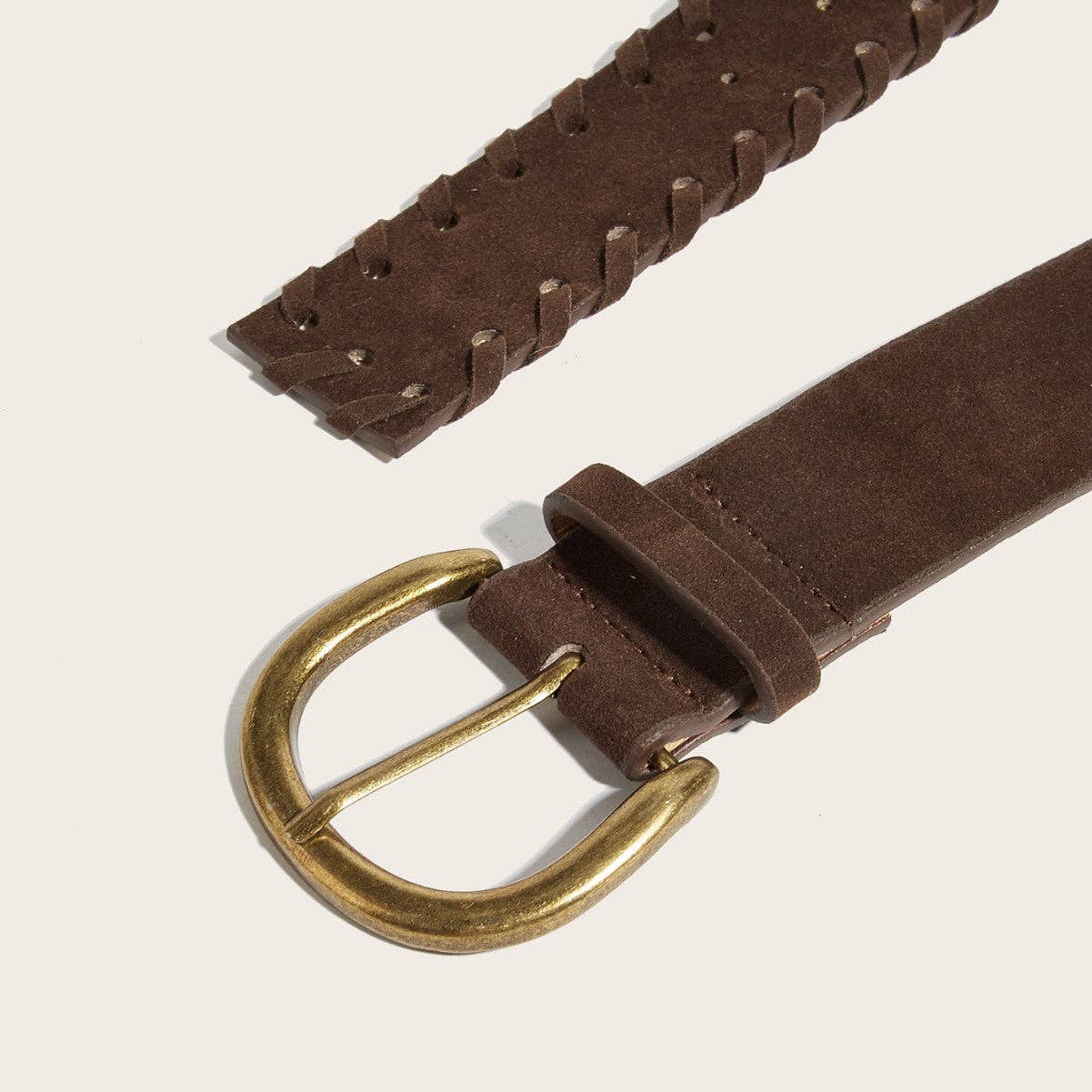 Vintage Braided Edge Pin Buckle Suede Belt MK2LEEP6W6JBT47