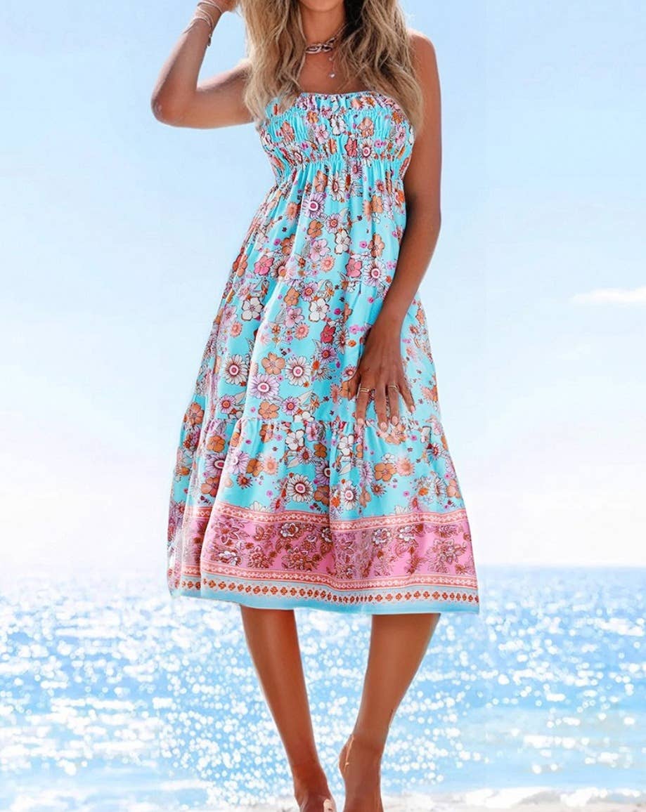 Swing Style Bohemia Ethnic Floral maxi skirt