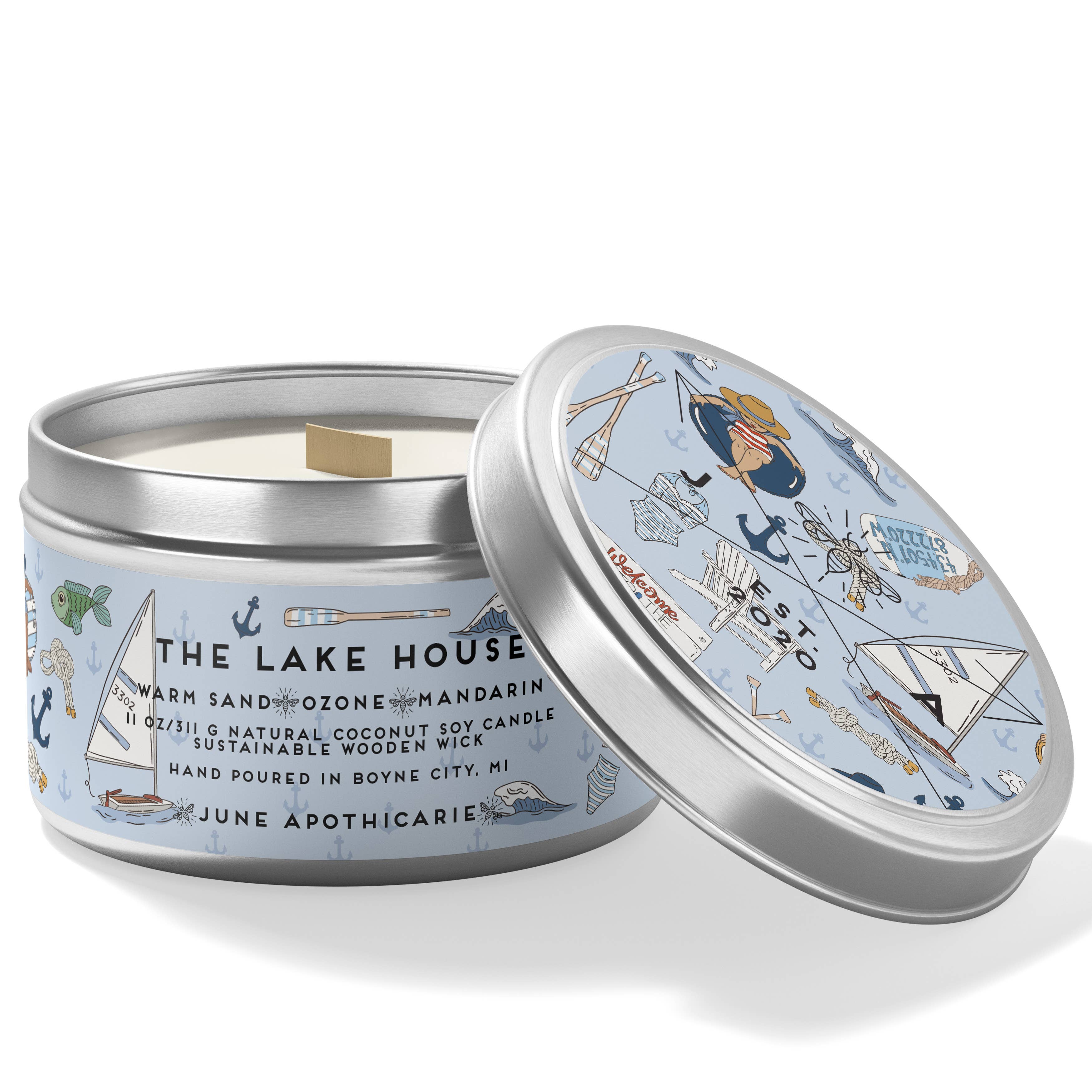 The Lake House Wooden Wick 11 oz Tin Candle