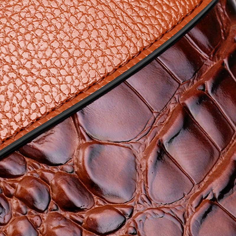 Vintage Round Top Handle Crocodile Pattern Tote Bag 8PU6BBG32
