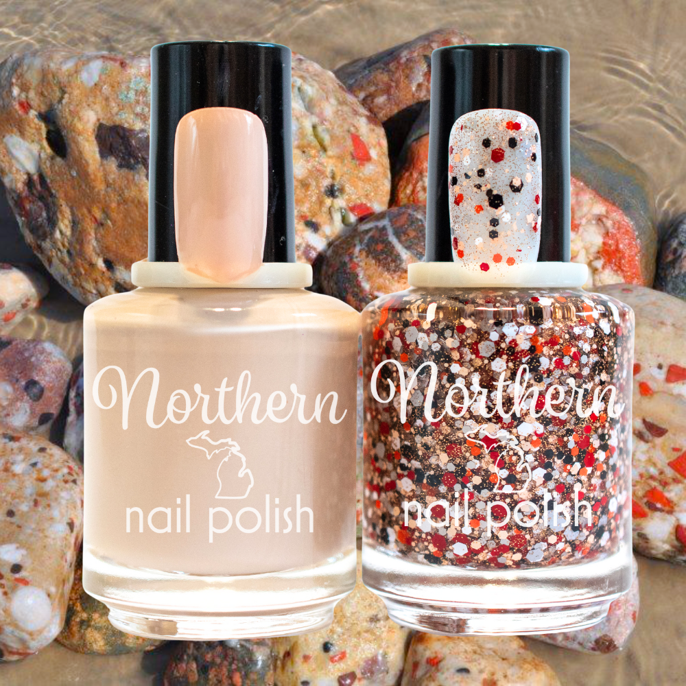 Pudding Stone ~ Nail Polish Vegan Michigan Rocks Glitter Non