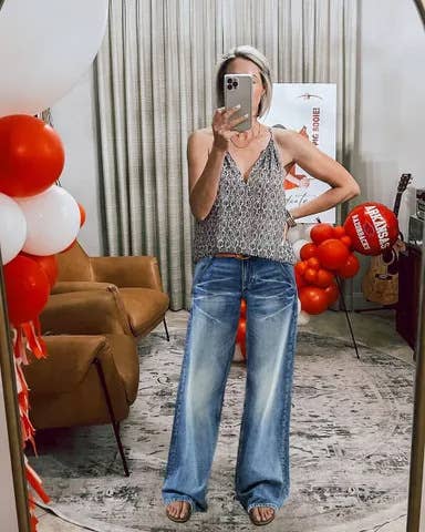 Loose high-waisted wide-leg straight-leg pants