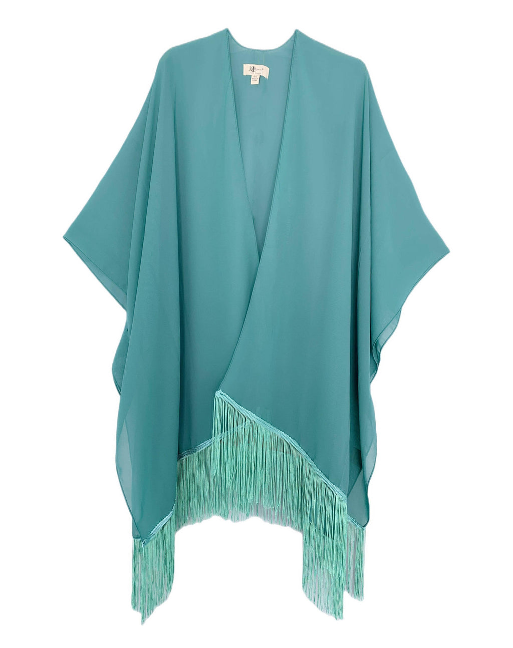 22 Colors-JC070901 Fringe-Detailed Solid Chiffon Kimono