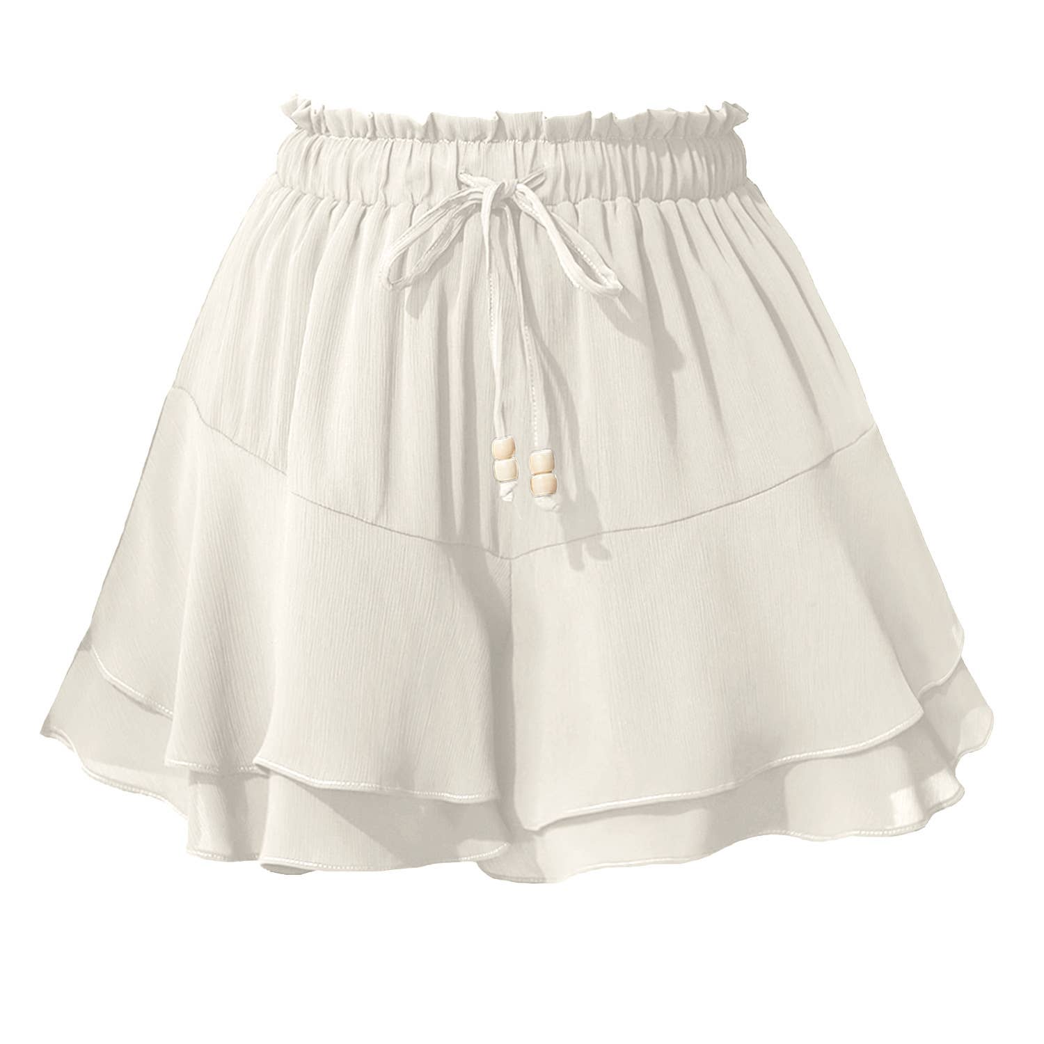 Drawstring tiered ruffle skirt beach boho skort