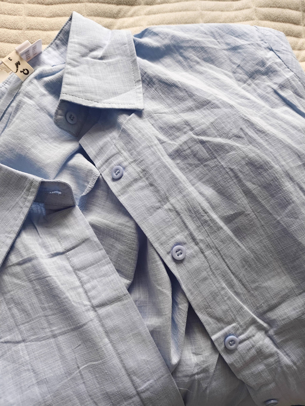 Cotton linen blend button down shirt