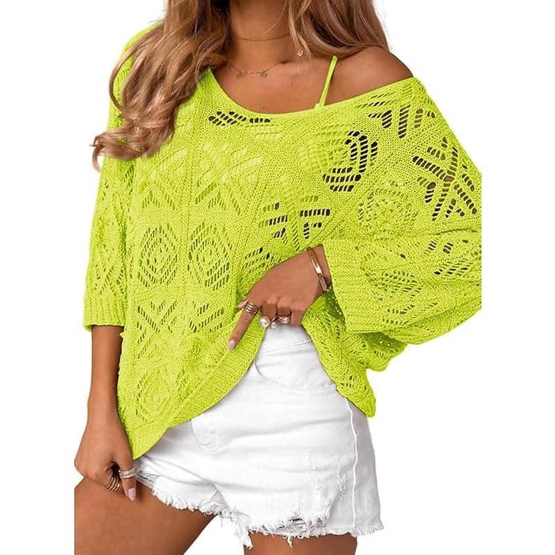 Bohemian Crochet Pattern Batsleeve Beach Knit Top