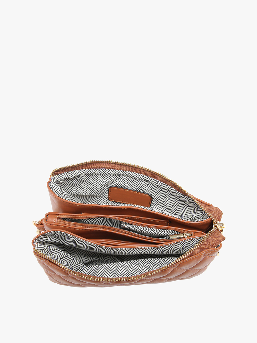 M013SDE Riley Suede 3 Compartment Crossbody/Wristlet