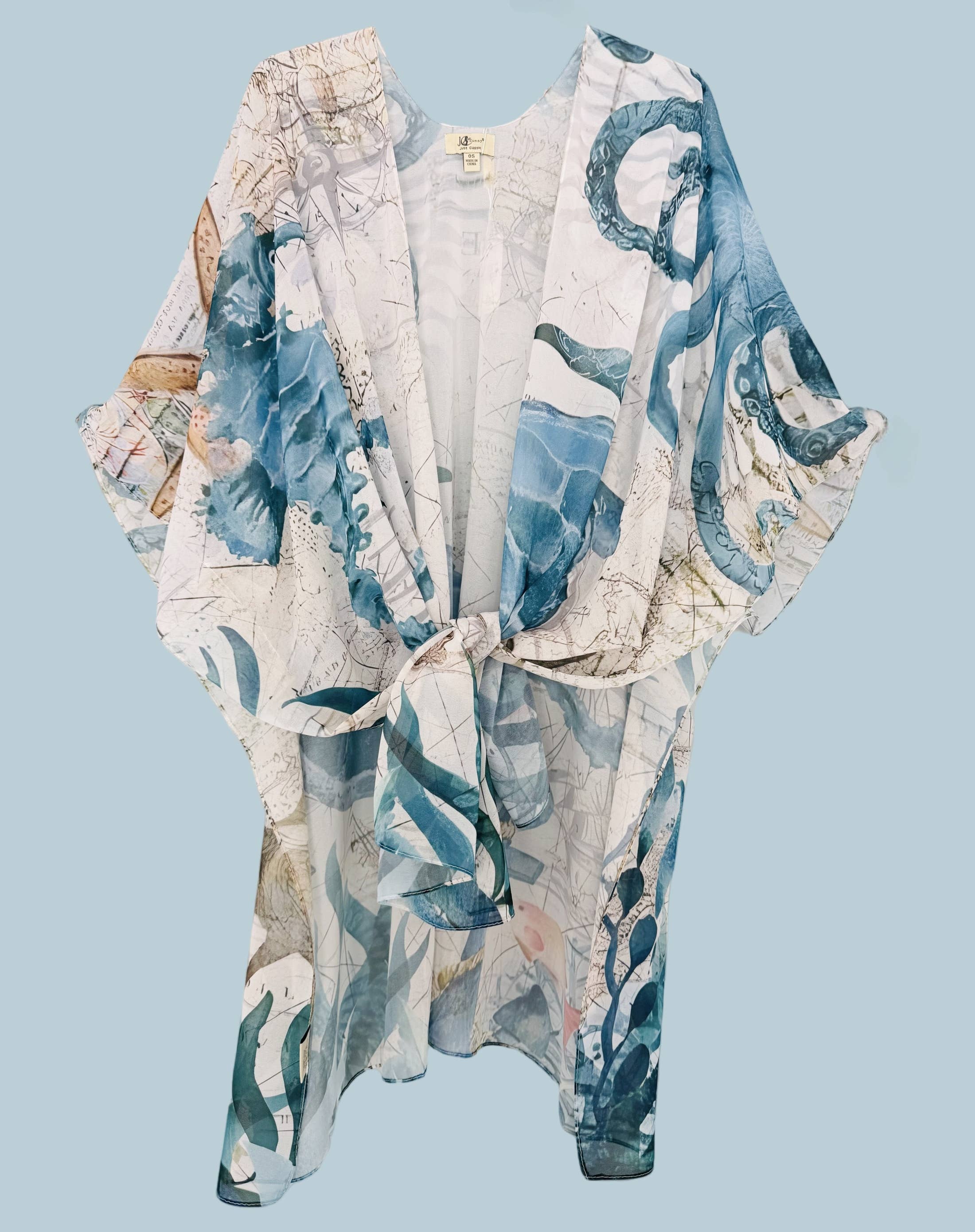 JC071260 Ocean Spirit Kimono – Sea Turtle, Seahorse & Octopus