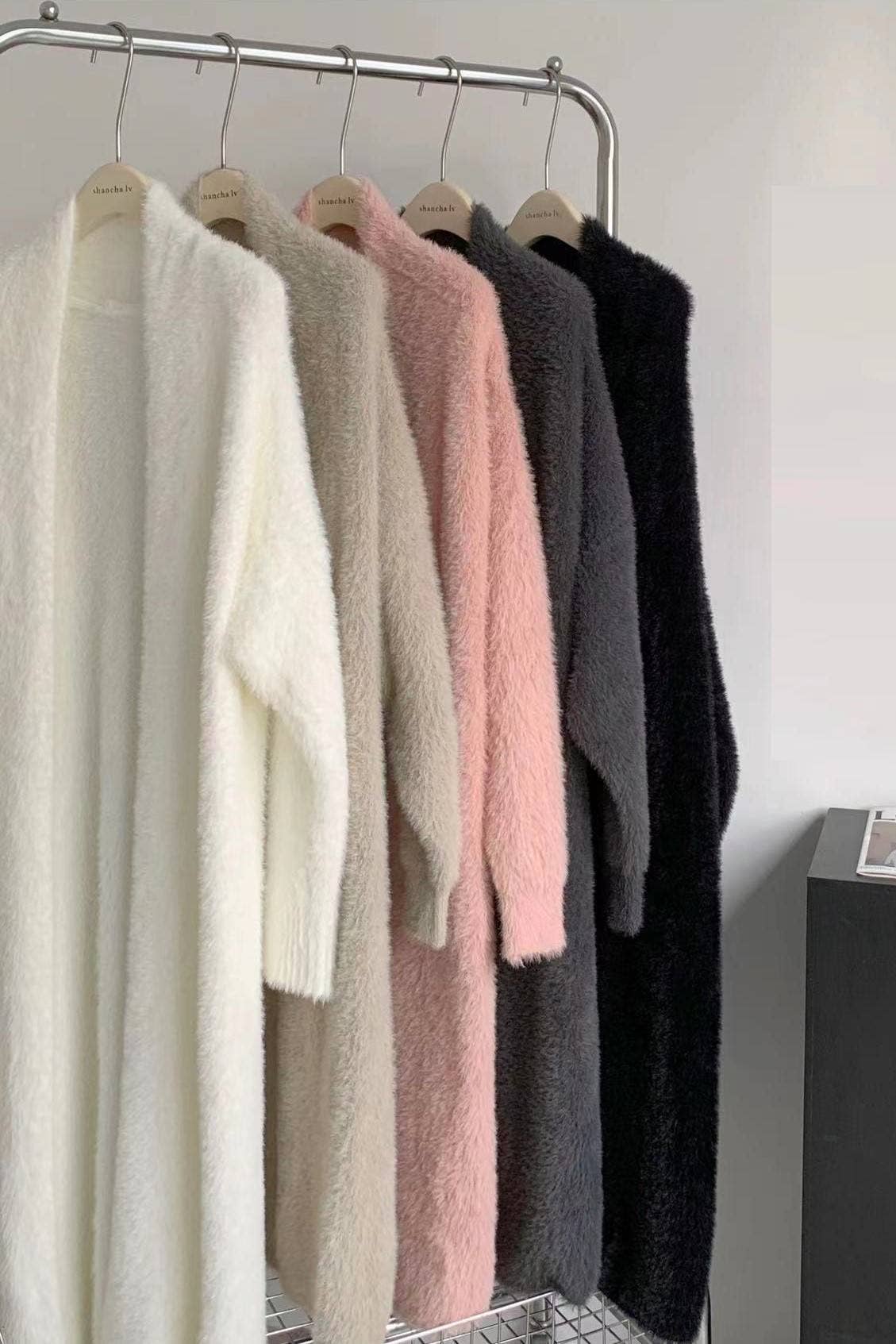Leisure loose fluffy Knit long Cardigan