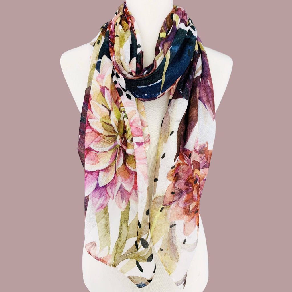 JC071144 Burgundy-Multi Floral Scarf