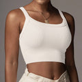 U-neck thread knit solid color short crop slim-fit vest