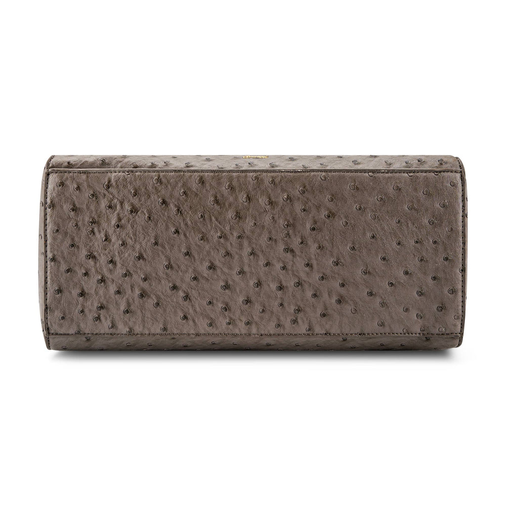 Elodie Embossed Bow Top Handle Purse – Grey Ostrich