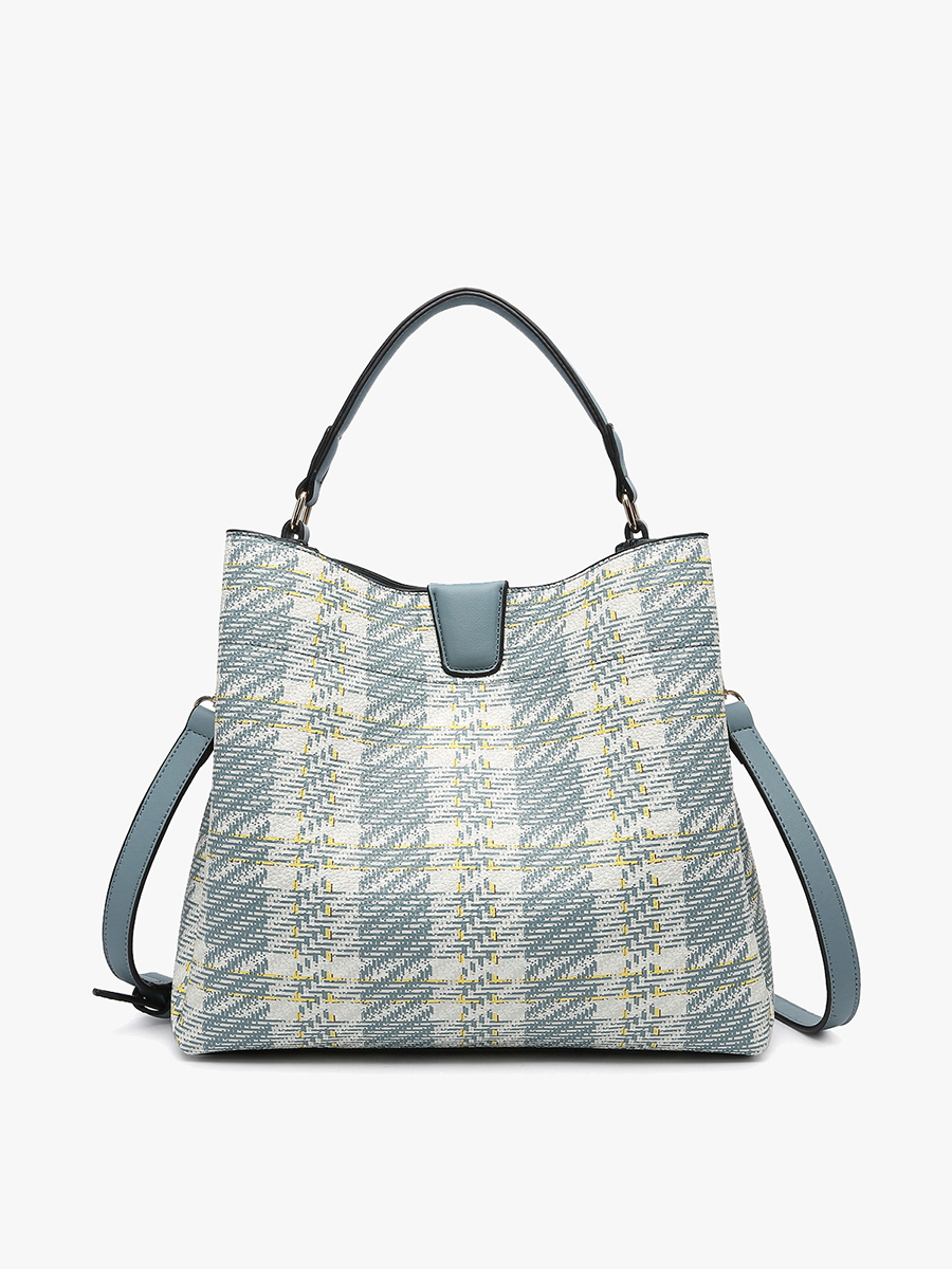 M1951PLD Tati Plaid Satchel w/ Inner Slip Pockets