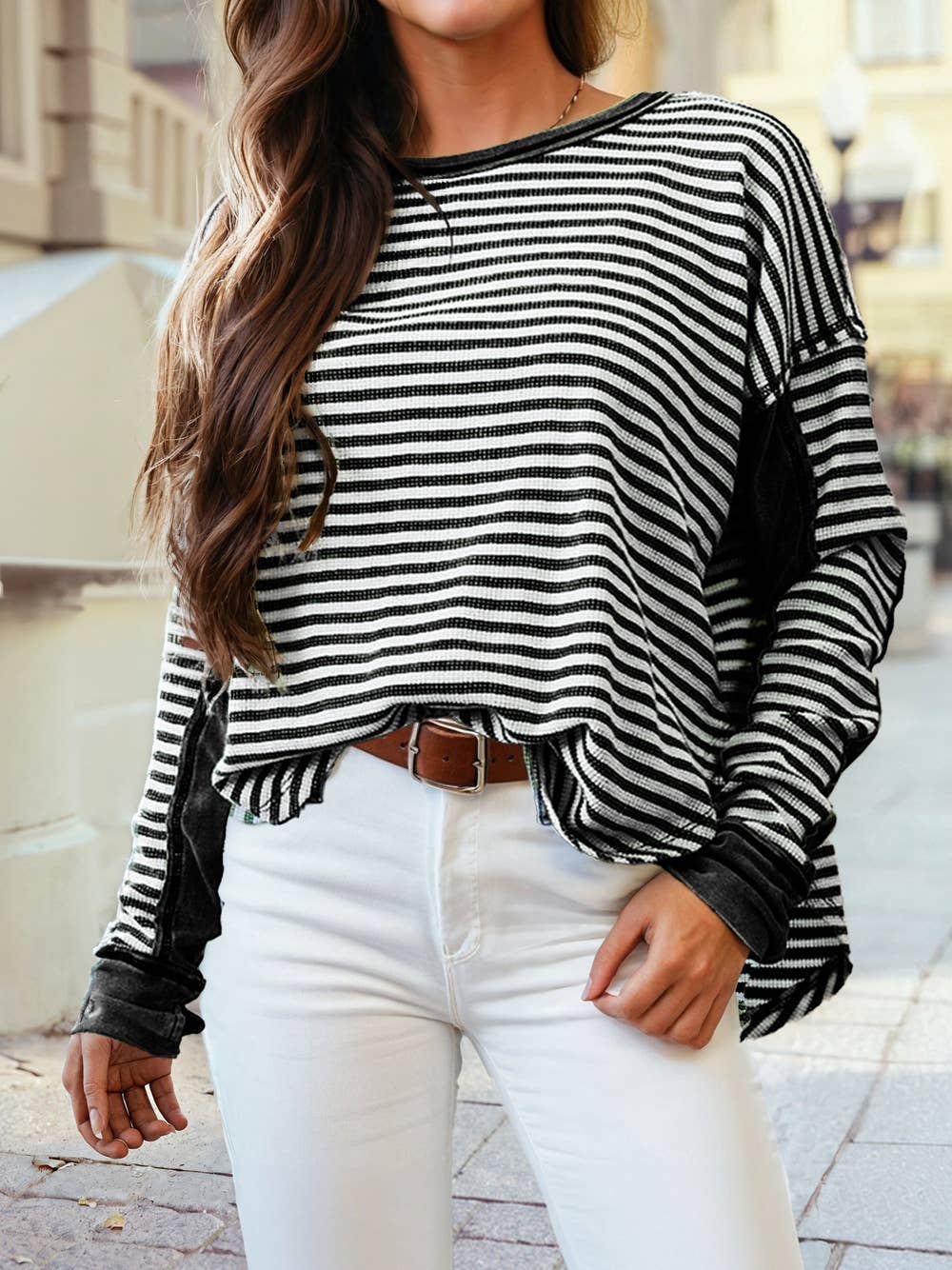 Green Stripe Long Sleeve Top