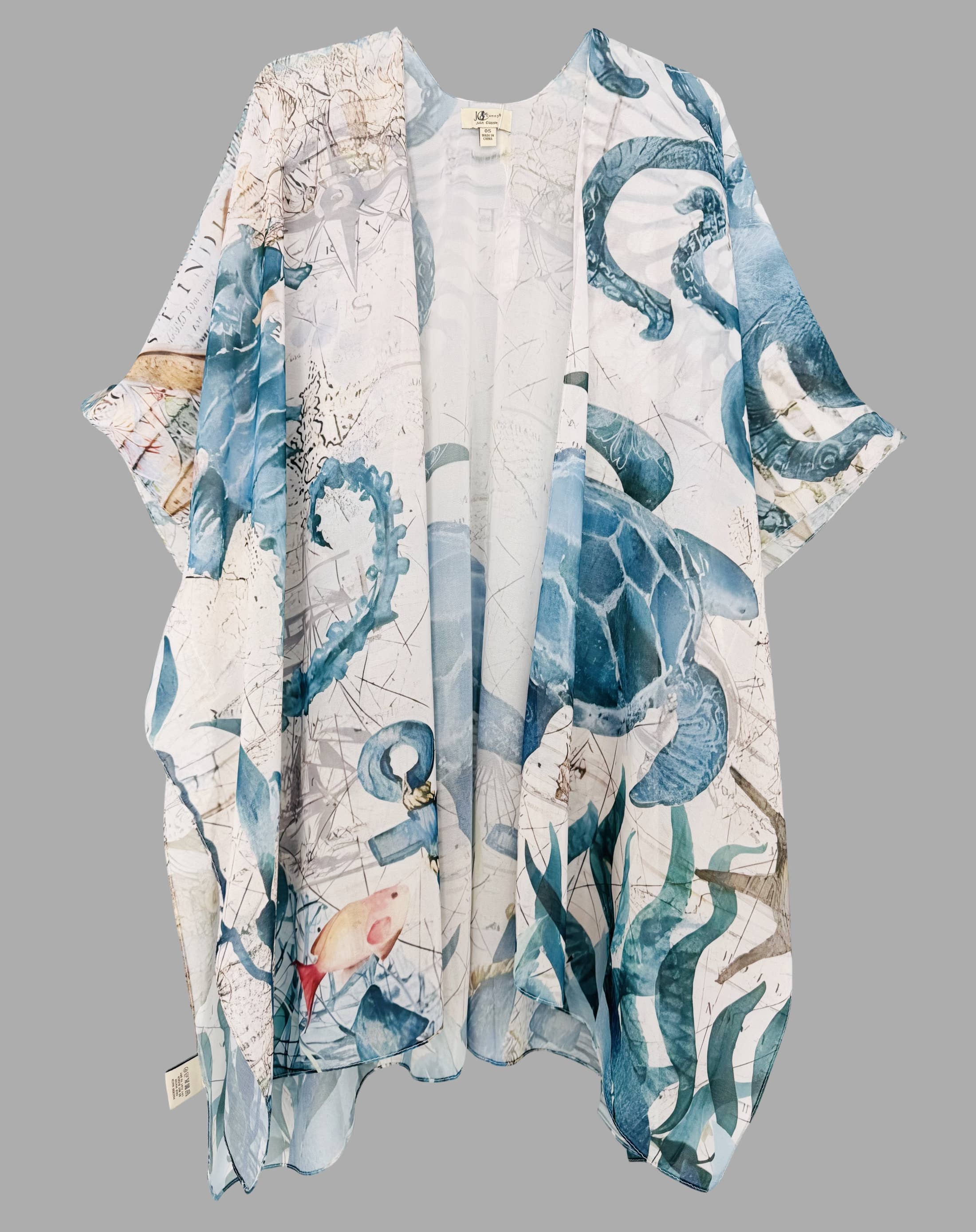 JC071260 Ocean Spirit Kimono – Sea Turtle, Seahorse & Octopus