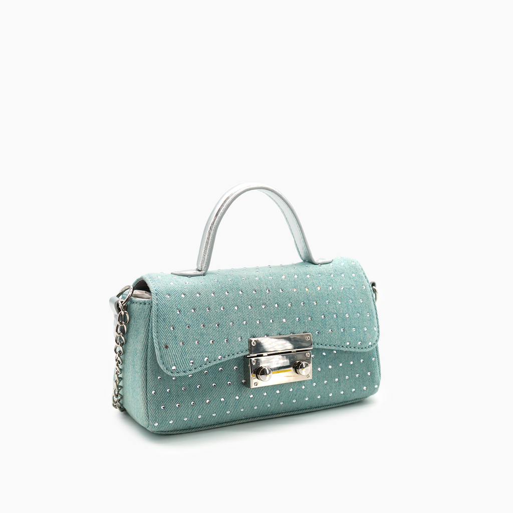 Trendy Denim Crossbody Bag Girls Clutch Purse with Chain