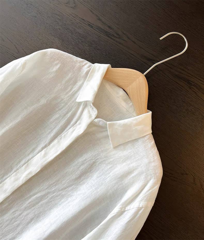 Cotton linen blend button down shirt
